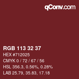Farbcode: RGB 113 32 37 | qconv.com