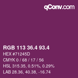 カラーコード: RGB 113 36.4 93.4 | qconv.com