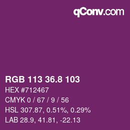 カラーコード: RGB 113 36.8 103 | qconv.com