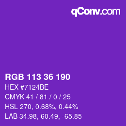 颜色代码: RGB 113 36 190 | qconv.com