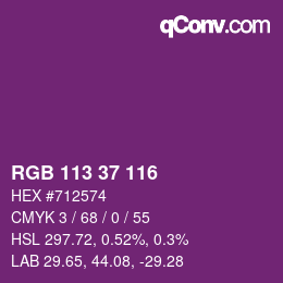 颜色代码: RGB 113 37 116 | qconv.com