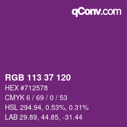 カラーコード: RGB 113 37 120 | qconv.com