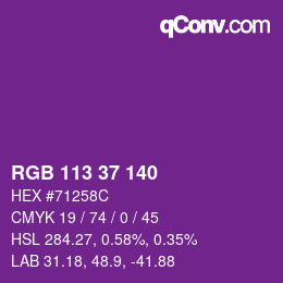 カラーコード: RGB 113 37 140 | qconv.com
