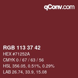 カラーコード: RGB 113 37 42 | qconv.com