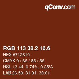 カラーコード: RGB 113 38.2 16.6 | qconv.com