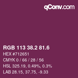 カラーコード: RGB 113 38.2 81.6 | qconv.com