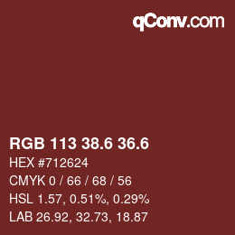 カラーコード: RGB 113 38.6 36.6 | qconv.com