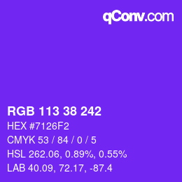 颜色代码: RGB 113 38 242 | qconv.com