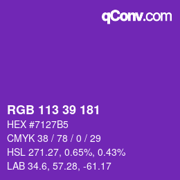 Color code: RGB 113 39 181 | qconv.com