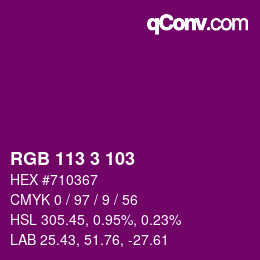 Color code: RGB 113 3 103 | qconv.com
