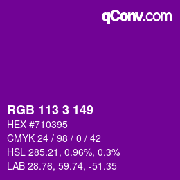 Color code: RGB 113 3 149 | qconv.com