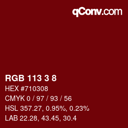 カラーコード: RGB 113 3 8 | qconv.com