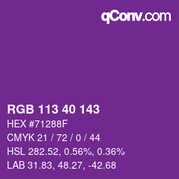カラーコード: RGB 113 40 143 | qconv.com