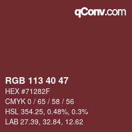 カラーコード: RGB 113 40 47 | qconv.com