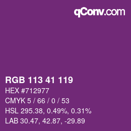 颜色代码: RGB 113 41 119 | qconv.com