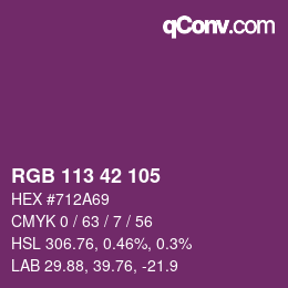 颜色代码: RGB 113 42 105 | qconv.com