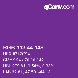 カラーコード: RGB 113 44 148 | qconv.com