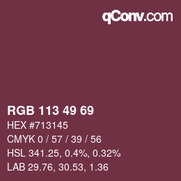 Color code: RGB 113 49 69 | qconv.com