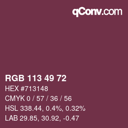 Color code: RGB 113 49 72 | qconv.com