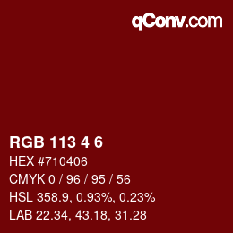 Color code: RGB 113 4 6 | qconv.com