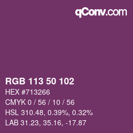 颜色代码: RGB 113 50 102 | qconv.com