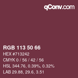 颜色代码: RGB 113 50 66 | qconv.com