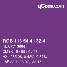 カラーコード: RGB 113 54.4 132.4 | qconv.com