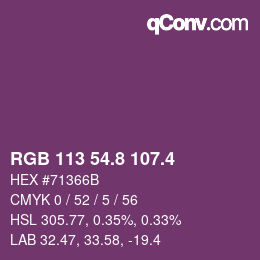 カラーコード: RGB 113 54.8 107.4 | qconv.com