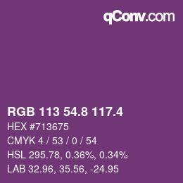 カラーコード: RGB 113 54.8 117.4 | qconv.com