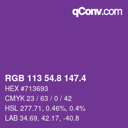 カラーコード: RGB 113 54.8 147.4 | qconv.com