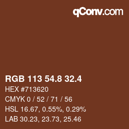 カラーコード: RGB 113 54.8 32.4 | qconv.com