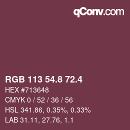 カラーコード: RGB 113 54.8 72.4 | qconv.com