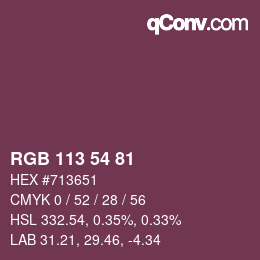 Color code: RGB 113 54 81 | qconv.com