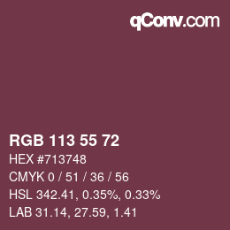 Color code: RGB 113 55 72 | qconv.com