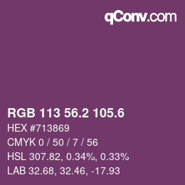 カラーコード: RGB 113 56.2 105.6 | qconv.com