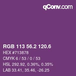 カラーコード: RGB 113 56.2 120.6 | qconv.com