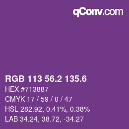 カラーコード: RGB 113 56.2 135.6 | qconv.com