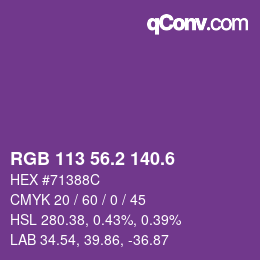 カラーコード: RGB 113 56.2 140.6 | qconv.com