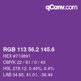 カラーコード: RGB 113 56.2 145.6 | qconv.com
