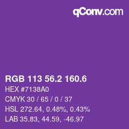 カラーコード: RGB 113 56.2 160.6 | qconv.com