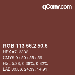 カラーコード: RGB 113 56.2 50.6 | qconv.com