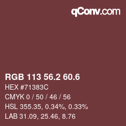 カラーコード: RGB 113 56.2 60.6 | qconv.com