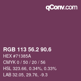 カラーコード: RGB 113 56.2 90.6 | qconv.com