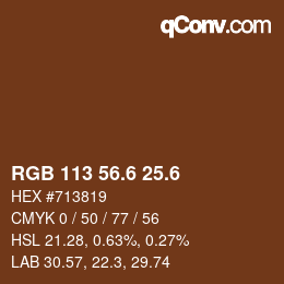 カラーコード: RGB 113 56.6 25.6 | qconv.com