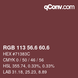 カラーコード: RGB 113 56.6 60.6 | qconv.com
