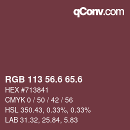 カラーコード: RGB 113 56.6 65.6 | qconv.com