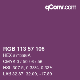 Color code: RGB 113 57 106 | qconv.com