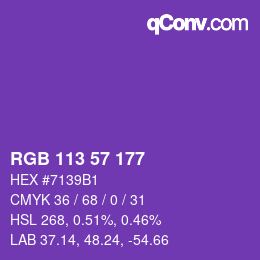 Color code: RGB 113 57 177 | qconv.com