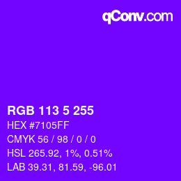 Color code: RGB 113 5 255 | qconv.com