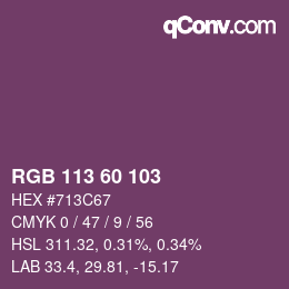 カラーコード: RGB 113 60 103 | qconv.com